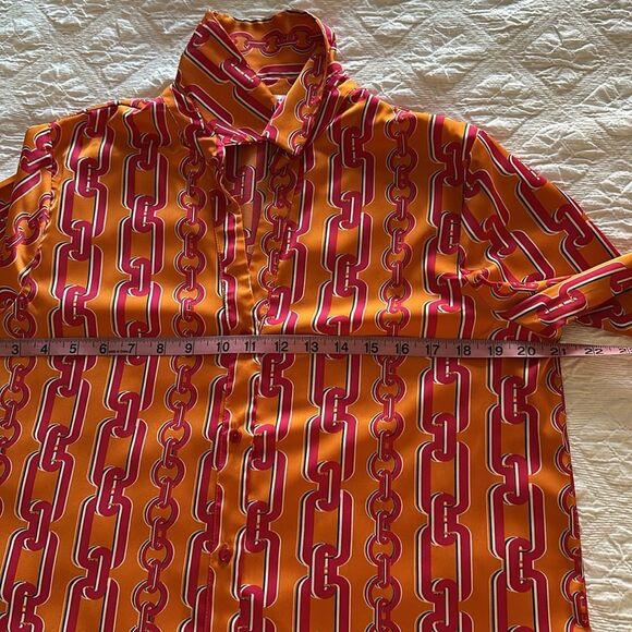 Maison d’Amelie Paris Women’s Retro Chains Silky Long Sleeve Button Up Blouse M - Picture 7 of 10